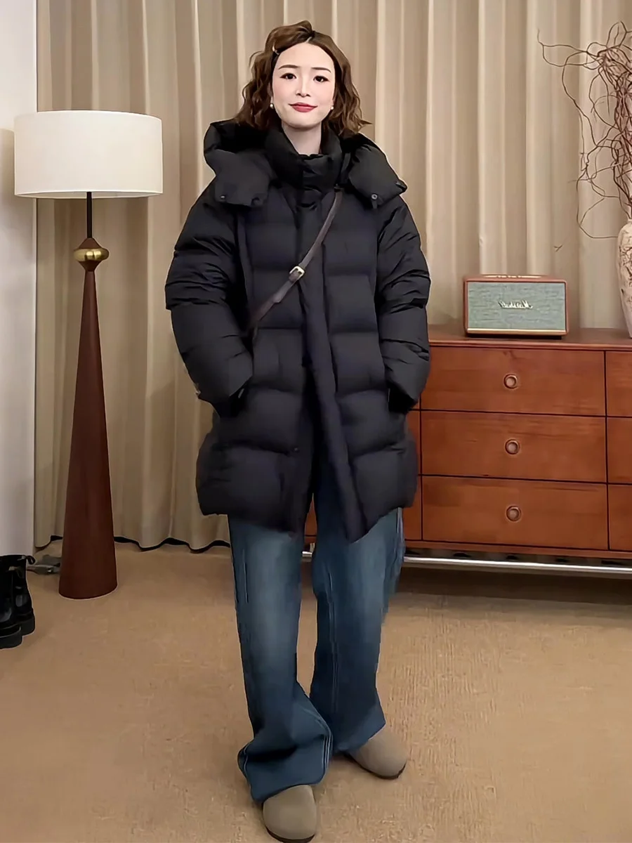 Bla Puff down Jaet Women's Winter Middle-Length Detachable Hood Thi White Du down Warm Outerwear Casual Loose Fit
Bla Puff down Jaet Women's Winter Middle-Length Detachable Hood Thi White Du down Warm Outerwear Casual Loose Fit