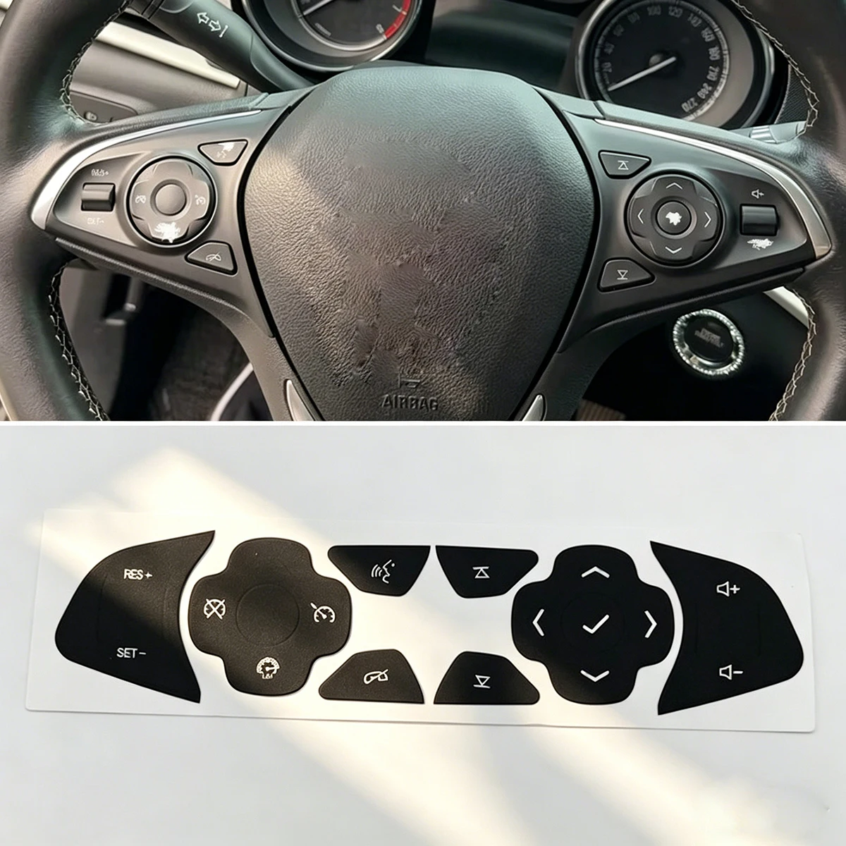 Steering Control Button Repair Decals Stickers for Buick Envision GL8 Verano, Black Stickers for Worn Faded Buttons
Steering Control Button Repair Decals Stickers for Buick Envision GL8 Verano, Black Stickers for Worn Faded Buttons