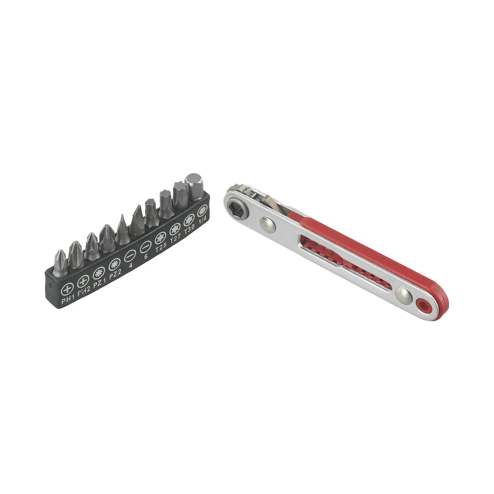 Compact Flat Head Ratchet Wrench, 90 Degree Offset Screwdriver Handle, Dual Drive Head Includes 10 Screwdriver Bits For Use
Compact Flat Head Ratchet Wrench, 90 Degree Offset Screwdriver Handle, Dual Drive Head Includes 10 Screwdriver Bits For Use