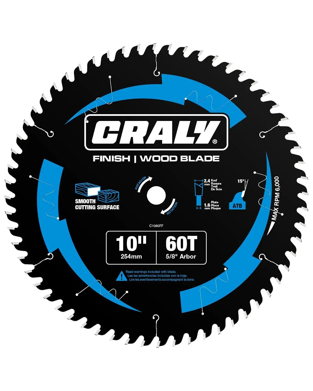 10-Inch 60-Tooth Fine Finish Circular Saw Blade, 5/8-Inch Arbor, Carbide Tipped, Thin Kerf for Wood Cutting Table and Miter Saws
10-Inch 60-Tooth Fine Finish Circular Saw Blade, 5/8-Inch Arbor, Carbide Tipped, Thin Kerf for Wood Cutting Table and Miter Saws
