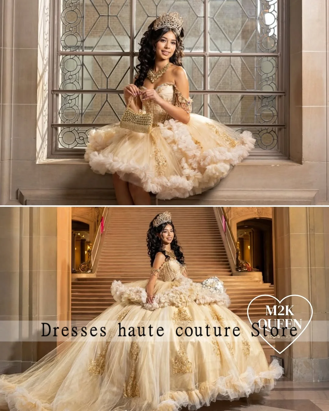 Champagne Quinceanera Dresses for 15-year-olds Off Shoulder Ruffled Tulle Ball Gown Lace Seweet Quinceanera Dress Customized
Champagne Quinceanera Dresses for 15-year-olds Off Shoulder Ruffled Tulle Ball Gown Lace Seweet Quinceanera Dress Customized