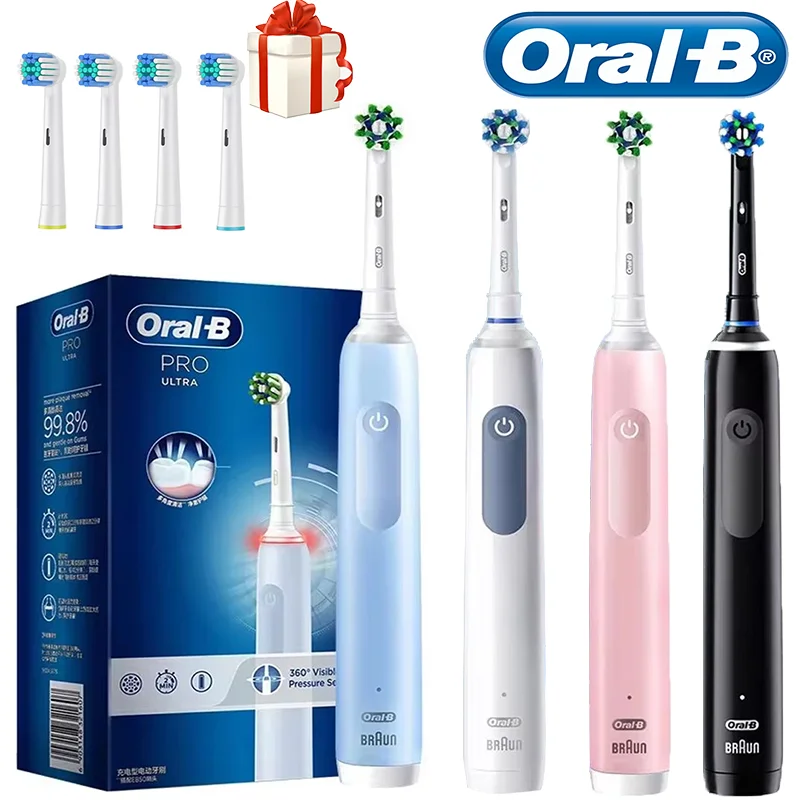 Электрическая зубная щетка Oral B PRO ULTRA, вращение 3D, перезаряжаемая зубная щетка, датчик давления, 4 режима чистки, таймер 2 минуты
Электрическая зубная щетка Oral B PRO ULTRA, вращение 3D, перезаряжаемая зубная щетка, датчик давления, 4 режима чистки, таймер 2 минуты