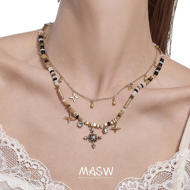 MASW Original Design Luxury Design Two Layer Beads Multi Stars Necklace For Women Girl Party Wedding Gift Modern Jewelry
MASW Original Design Luxury Design Two Layer Beads Multi Stars Necklace For Women Girl Party Wedding Gift Modern Jewelry