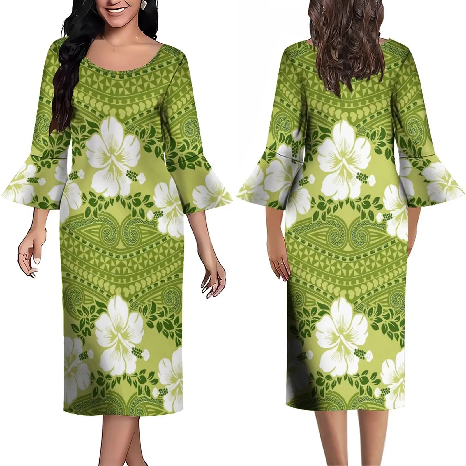 High Quality Polynesian Samoa Tribal Print Bell Midi Dress For Women Elegant Office Ladies Dress Support Design
High Quality Polynesian Samoa Tribal Print Bell Midi Dress For Women Elegant Office Ladies Dress Support Design