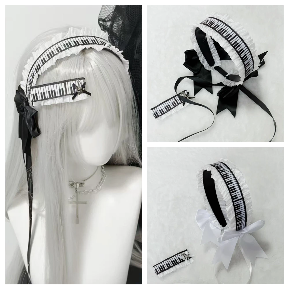 Lolita Creative White Black Piano Headband Hiar Clip Hair Accessories Sweet Ruffled Lace Bow Headband Headwear
Lolita Creative White Black Piano Headband Hiar Clip Hair Accessories Sweet Ruffled Lace Bow Headband Headwear