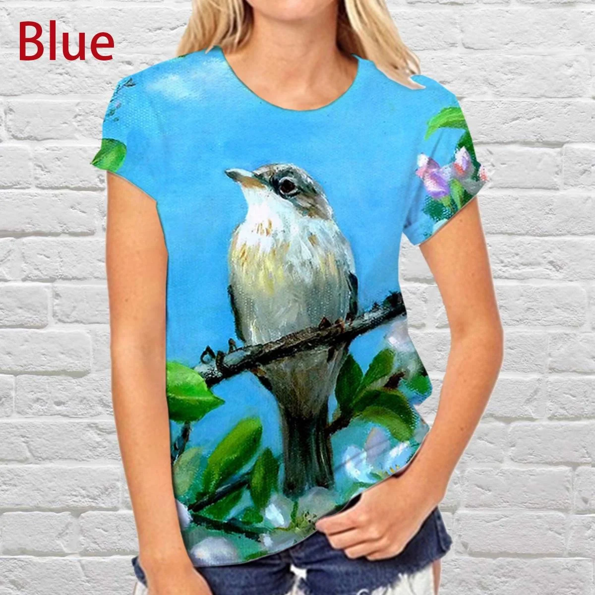 Women's Fashion 3D Painting Graffiti Peach Blossom Theme Small Bird Print T-Shirt Crew Neck Short Sleeve
Women's Fashion 3D Painting Graffiti Peach Blossom Theme Small Bird Print T-Shirt Crew Neck Short Sleeve