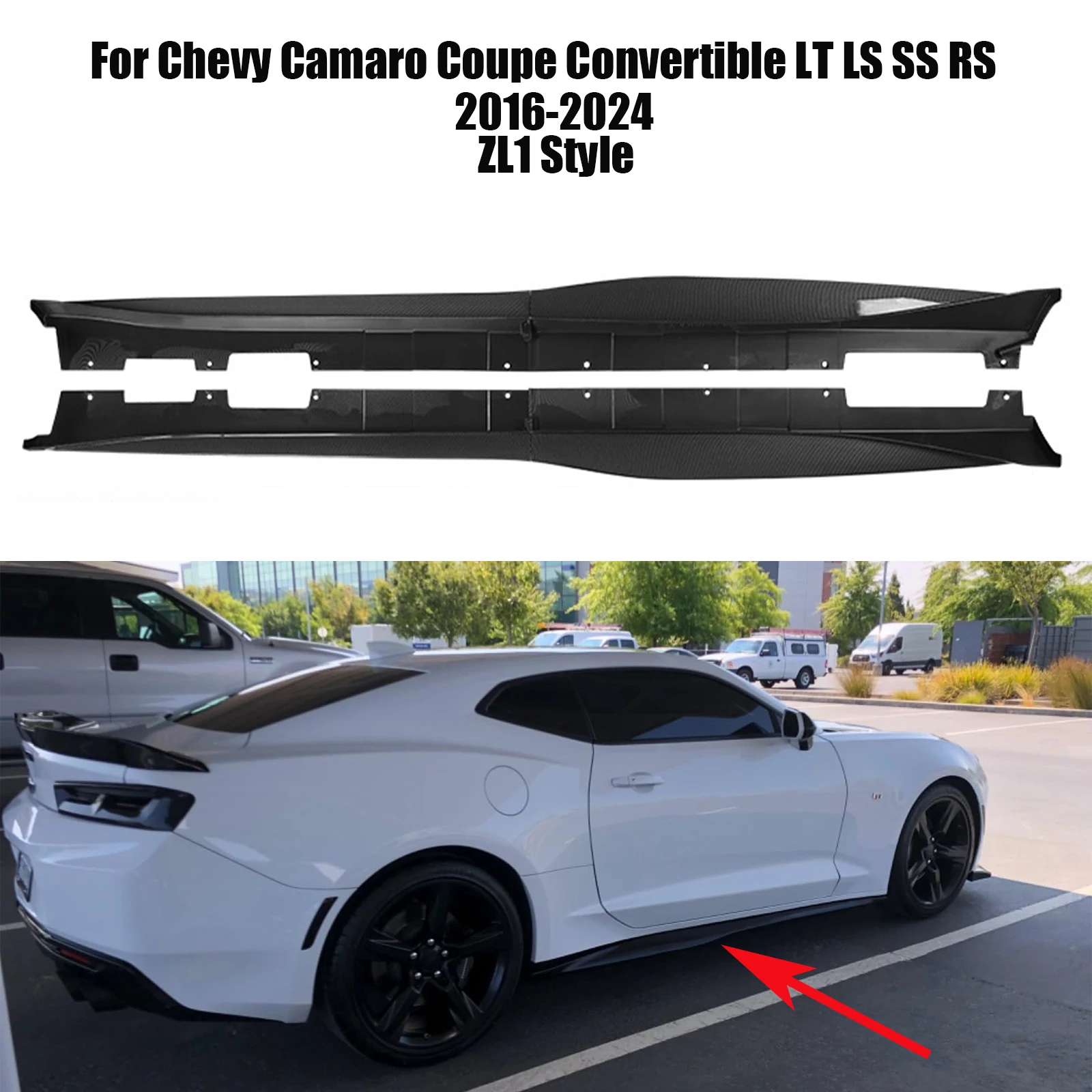 For Chevy Camaro Coupe Convertible LT LS SS RS 2016-2024 ZL1 Style Side Skirts Rocker Panels Spoiler Carbon Look Glossy Black
For Chevy Camaro Coupe Convertible LT LS SS RS 2016-2024 ZL1 Style Side Skirts Rocker Panels Spoiler Carbon Look Glossy Black
