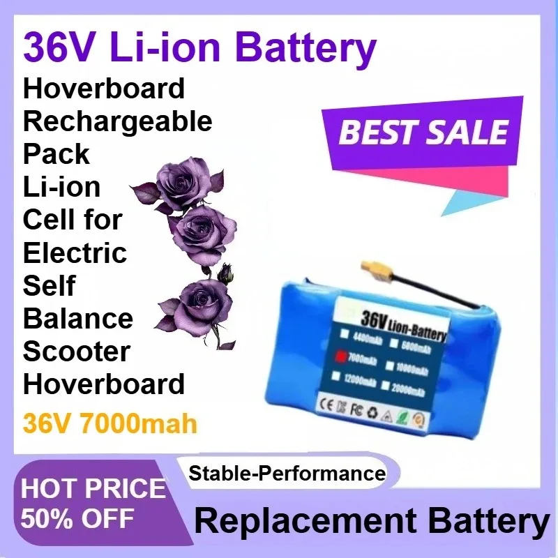 36V 7000mAh Battery Hoverboard Rechargeable Li-ion Battery Pack Li-ion Cell for Electric Self Balance Scooter Hoverboard
36V 7000mAh Battery Hoverboard Rechargeable Li-ion Battery Pack Li-ion Cell for Electric Self Balance Scooter Hoverboard