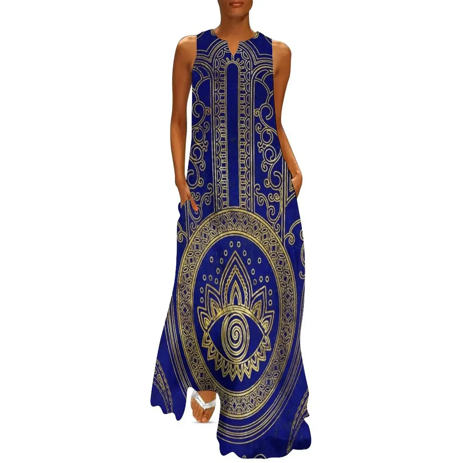 Hamsa Hand - gold on lapis lazuli Long Dress clothes for woman dress women elegant luxury wedding dresses for woman Dress
Hamsa Hand - gold on lapis lazuli Long Dress clothes for woman dress women elegant luxury wedding dresses for woman Dress