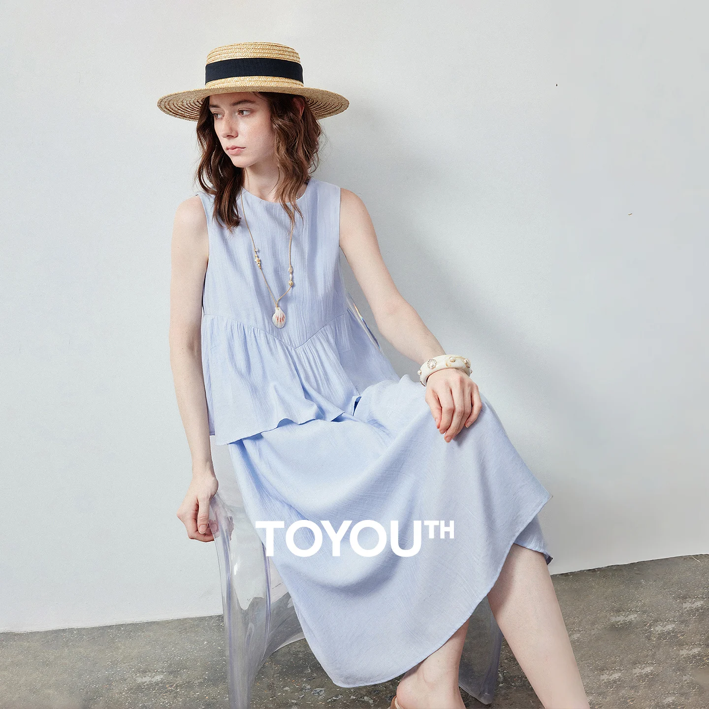 TOYOUTH Women Dress 2026 Summer New Linen Blend Sky Blue Double Layer Cake Crew Neck High Waist Tank Dress Casual Dresses
TOYOUTH Women Dress 2026 Summer New Linen Blend Sky Blue Double Layer Cake Crew Neck High Waist Tank Dress Casual Dresses