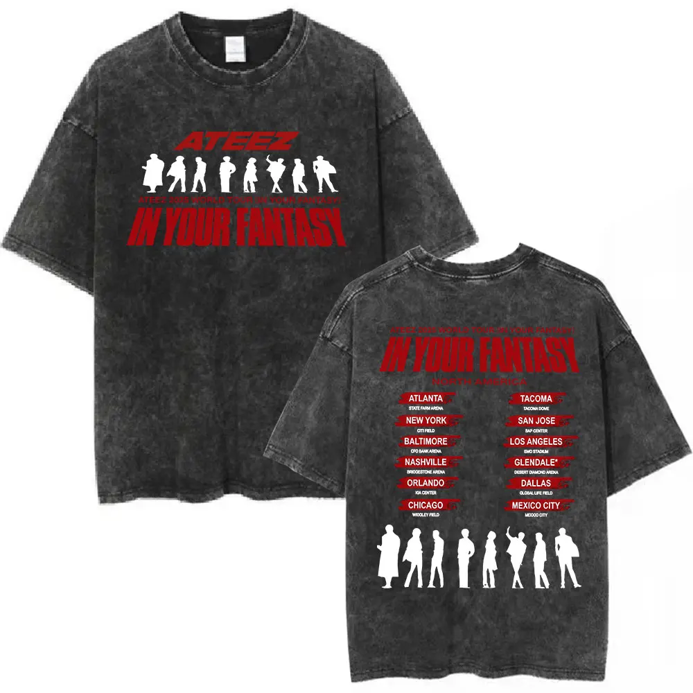 Ateez 2025 World Tour in Your Fantasy Vintage Washed T-shirts Korean Kpop Fans Gift Men Women T Shirt Hip Hop Cotton T-shirt Top
Ateez 2025 World Tour in Your Fantasy Vintage Washed T-shirts Korean Kpop Fans Gift Men Women T Shirt Hip Hop Cotton T-shirt Top