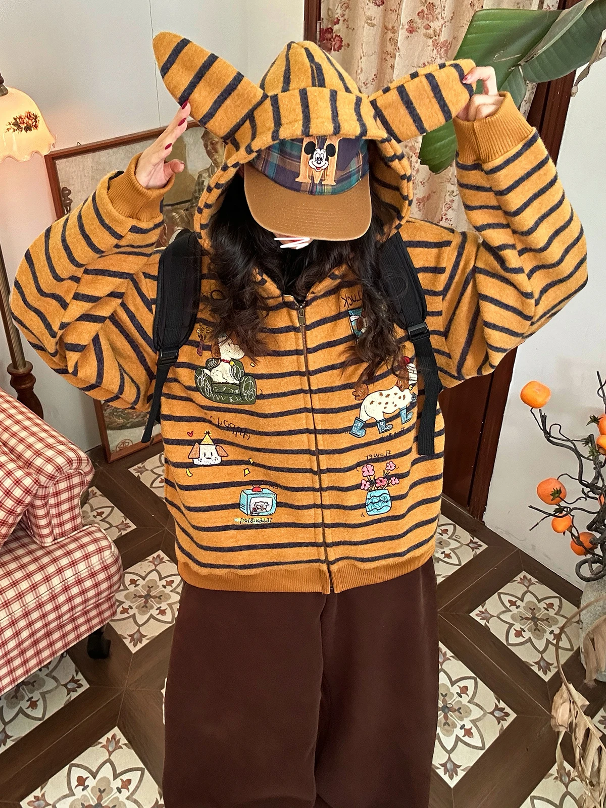 Women's Winter Long Sve Zipper Cardigan Knitted Sweater with Rabbit Ear Hat Striped Design Commute Sle Regular Fit Onlin...
Women's Winter Long Sve Zipper Cardigan Knitted Sweater with Rabbit Ear Hat Striped Design Commute Sle Regular Fit Onlin...