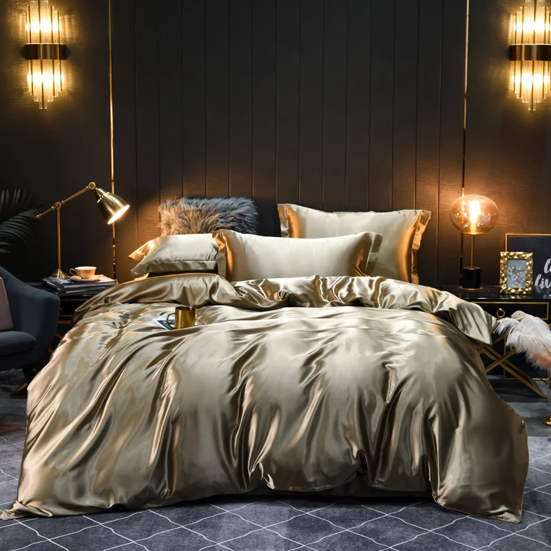Silk Bedding Set with Down Quilt Cover Sheets Pillowcase Deluxe Couple Single and Double Summer Solid Sheets
Silk Bedding Set with Down Quilt Cover Sheets Pillowcase Deluxe Couple Single and Double Summer Solid Sheets