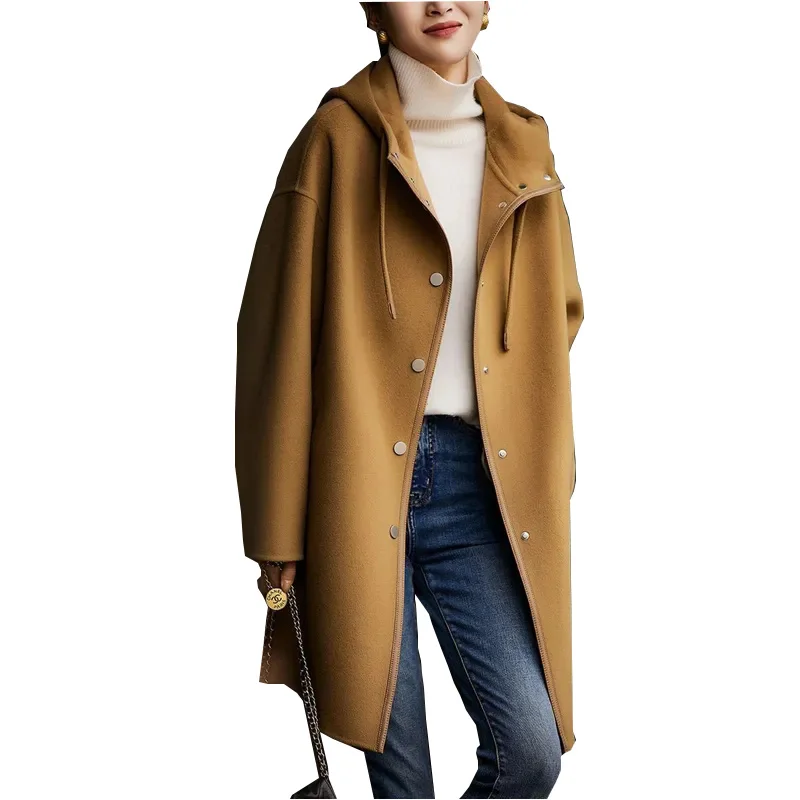 2023 New Autumn Winter Fashion Korean Loose Single breasted Long Puff Sleeve Medium Long Woolen Medium length hooded Overcoat Co 
2023 New Autumn Winter Fashion Korean Loose Single breasted Long Puff Sleeve Medium Long Woolen Medium length hooded Overcoat Co
