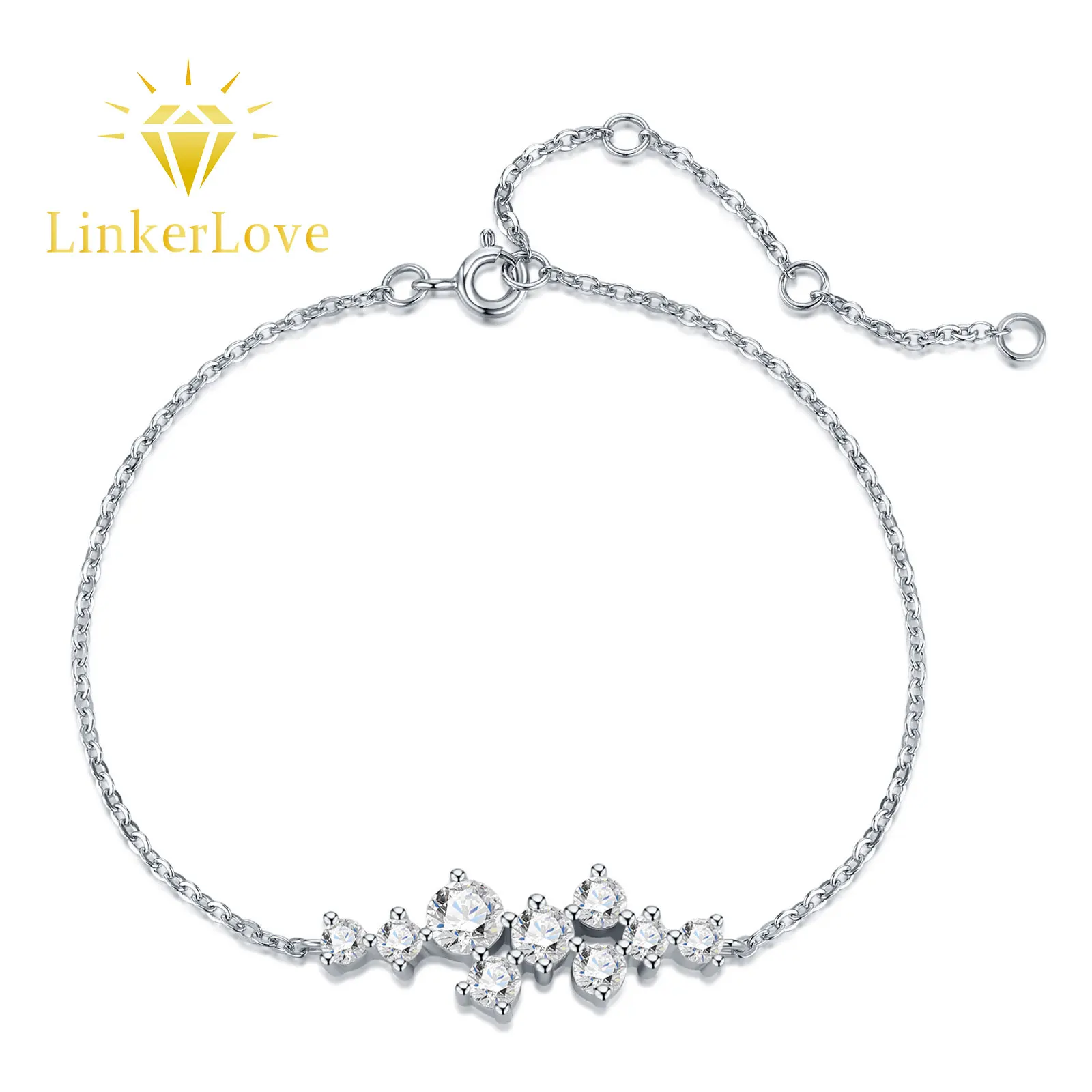 LinkerLove S925 Sterling Silver Cluster Moissanite Bracelet for Women Arc Shape Dainty Bracelet White Gold Plated Fine Jewelry
LinkerLove S925 Sterling Silver Cluster Moissanite Bracelet for Women Arc Shape Dainty Bracelet White Gold Plated Fine Jewelry