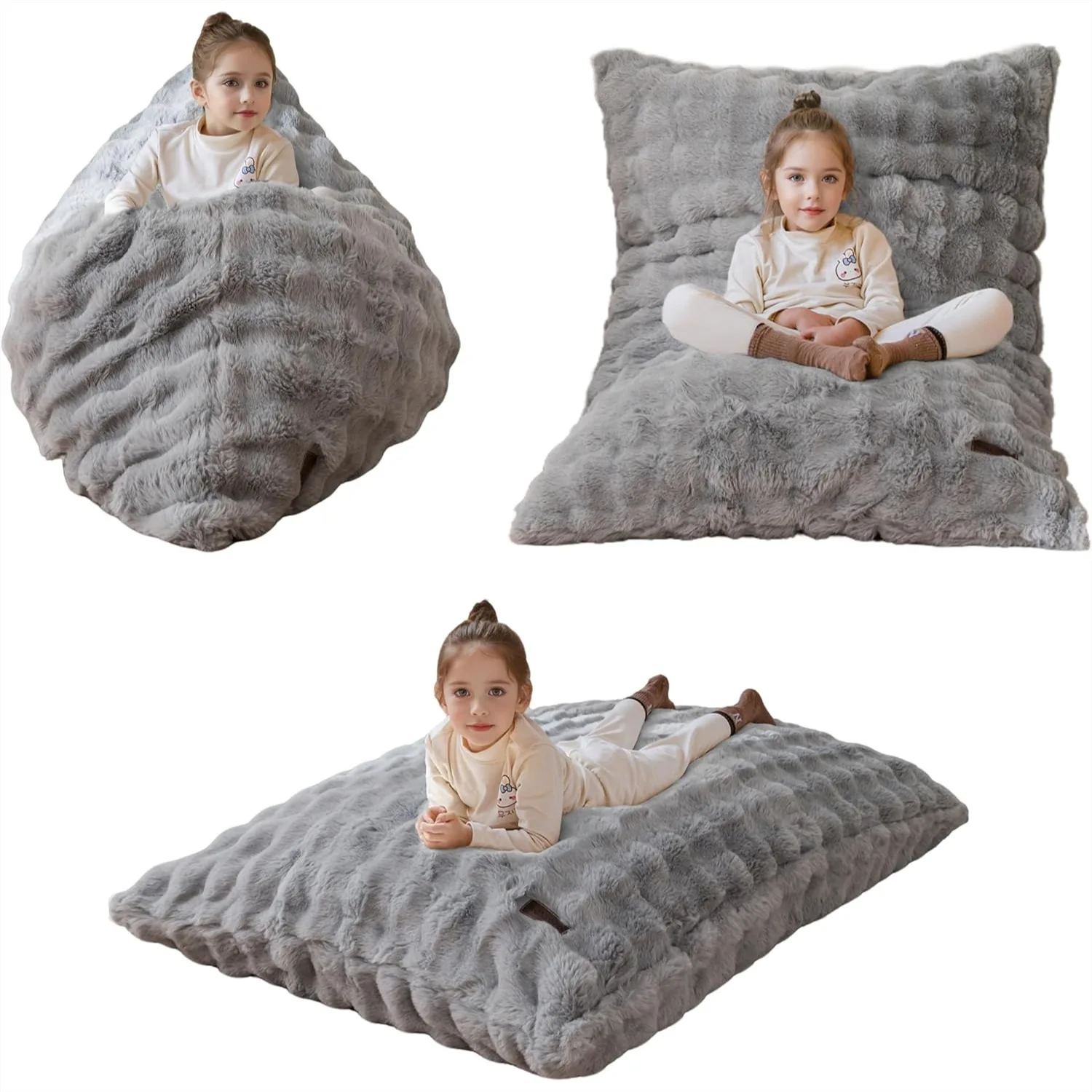 3 in 1 Kids Bean Bag Chair Bed, Convertible Floor Sofa for Gaming Reading, Machine Washable Cover, Grey
3 in 1 Kids Bean Bag Chair Bed, Convertible Floor Sofa for Gaming Reading, Machine Washable Cover, Grey