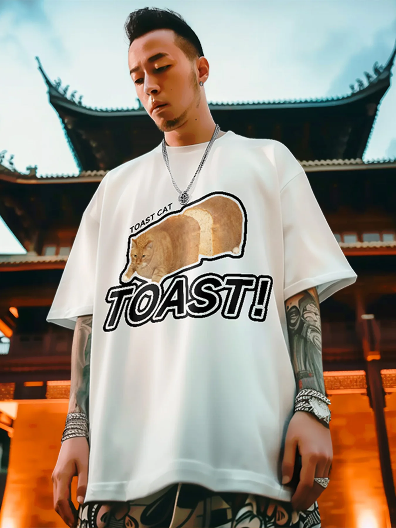 Trend white ink straight Spout Cat print cotton short sleeve T-shirt men's summer design sense loose casual T-shirt top
Trend white ink straight Spout Cat print cotton short sleeve T-shirt men's summer design sense loose casual T-shirt top