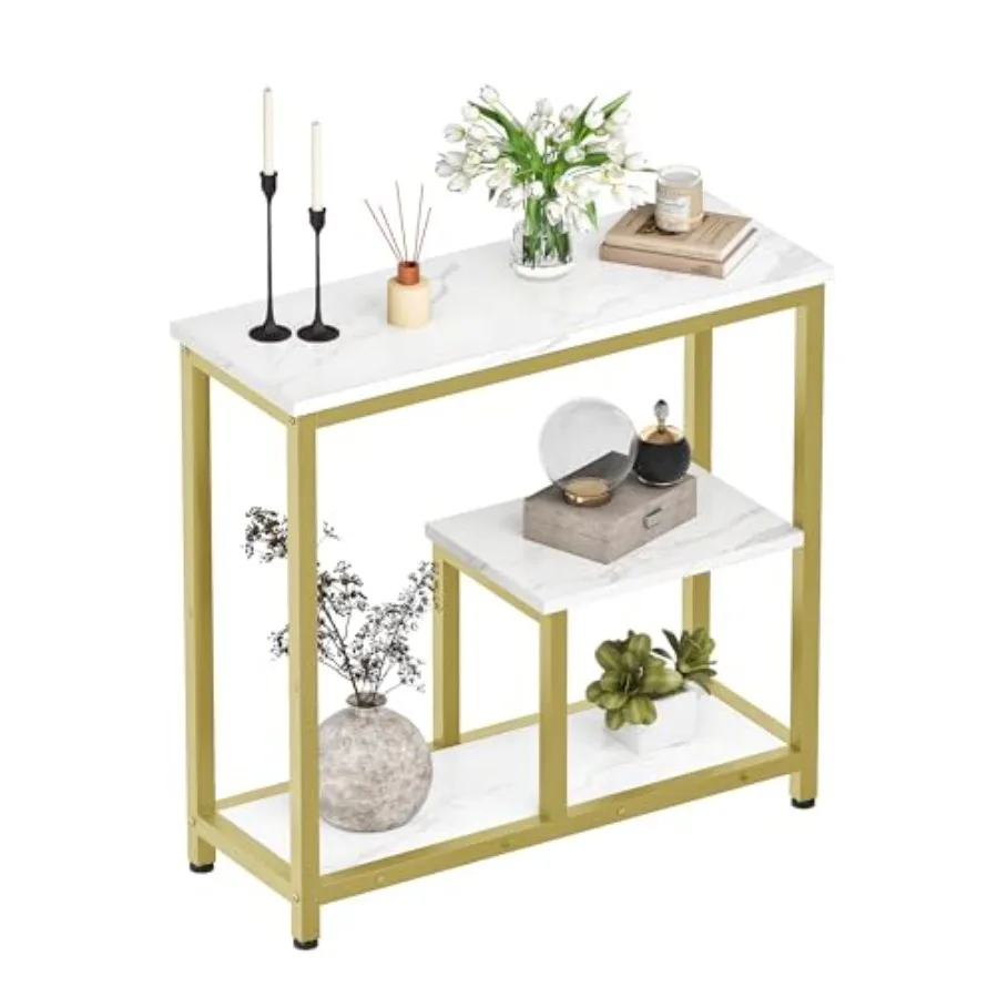 Modern Console Sofa Table 3-Tier Hallway Table Open Storage Marble Veined Table Top Metal Frame for Entryway Foyer Marble White
Modern Console Sofa Table 3-Tier Hallway Table Open Storage Marble Veined Table Top Metal Frame for Entryway Foyer Marble White