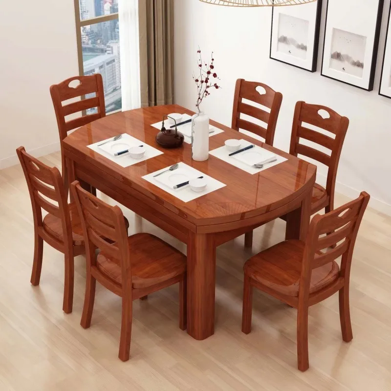 All solid wood dining table and chair combination dining table household telescopic folding modern simple dining table small
All solid wood dining table and chair combination dining table household telescopic folding modern simple dining table small