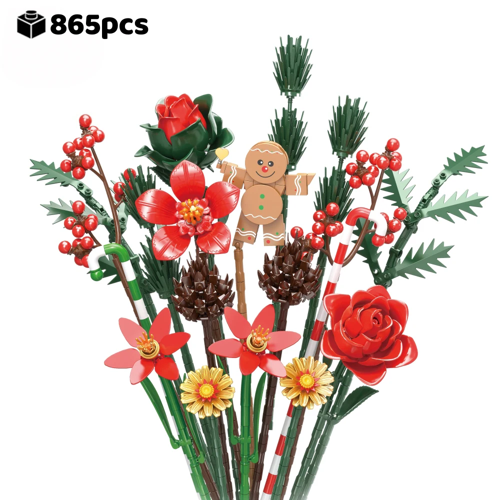 865Pcs Christmas Gift Building Blocks Set With Bouquet Roses Gingerbread Dolls Creative Desktop Ornament Festive Present
865Pcs Christmas Gift Building Blocks Set With Bouquet Roses Gingerbread Dolls Creative Desktop Ornament Festive Present