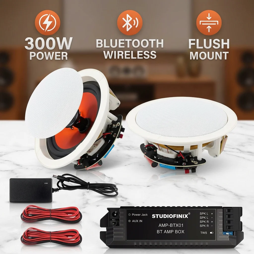 STUDIOFINIX 6,5-дюймовые потолочные Bluetooth-колонки, максимальная мощность 300 Вт, для использования внутри помещений: на кухне, в гостиной, кабинете, подвале, на крытом террасе
STUDIOFINIX 6,5-дюймовые потолочные Bluetooth-колонки, максимальная мощность 300 Вт, для использования внутри помещений: на кухне, в гостиной, кабинете, подвале, на крытом террасе