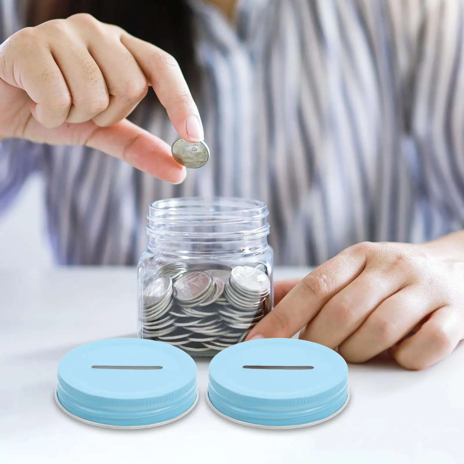 20pcs Canning Jar Lids 70mm Tinplate Wide Slot Change Bank Covers Golden Silver Black Rose Gold Sealing Storage
20pcs Canning Jar Lids 70mm Tinplate Wide Slot Change Bank Covers Golden Silver Black Rose Gold Sealing Storage