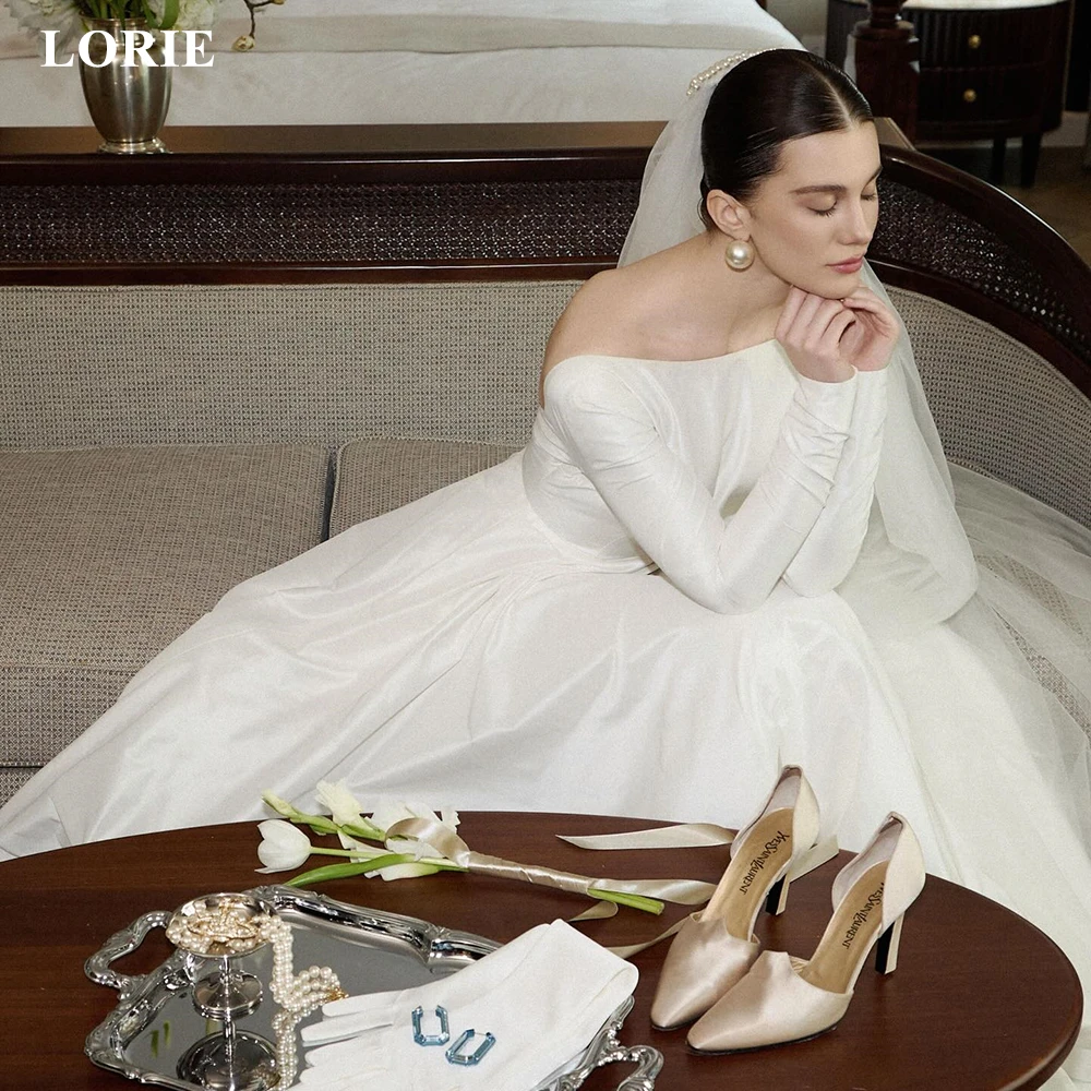 LORIE Elegant Satin Wedding Dresses Boat Neck Full Sleeves Bridal Gown Backless A-Line 2026 Women Vestido De Novia Customized
LORIE Elegant Satin Wedding Dresses Boat Neck Full Sleeves Bridal Gown Backless A-Line 2026 Women Vestido De Novia Customized