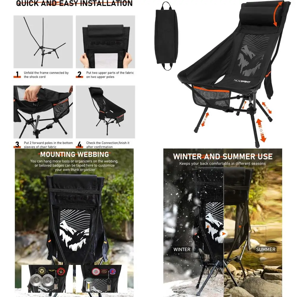 Portable High-Back Camping Chair with Headrest, Comfortable Outdoor Seat for Adults - Ideal for Hiking and Backpacking
Portable High-Back Camping Chair with Headrest, Comfortable Outdoor Seat for Adults - Ideal for Hiking and Backpacking