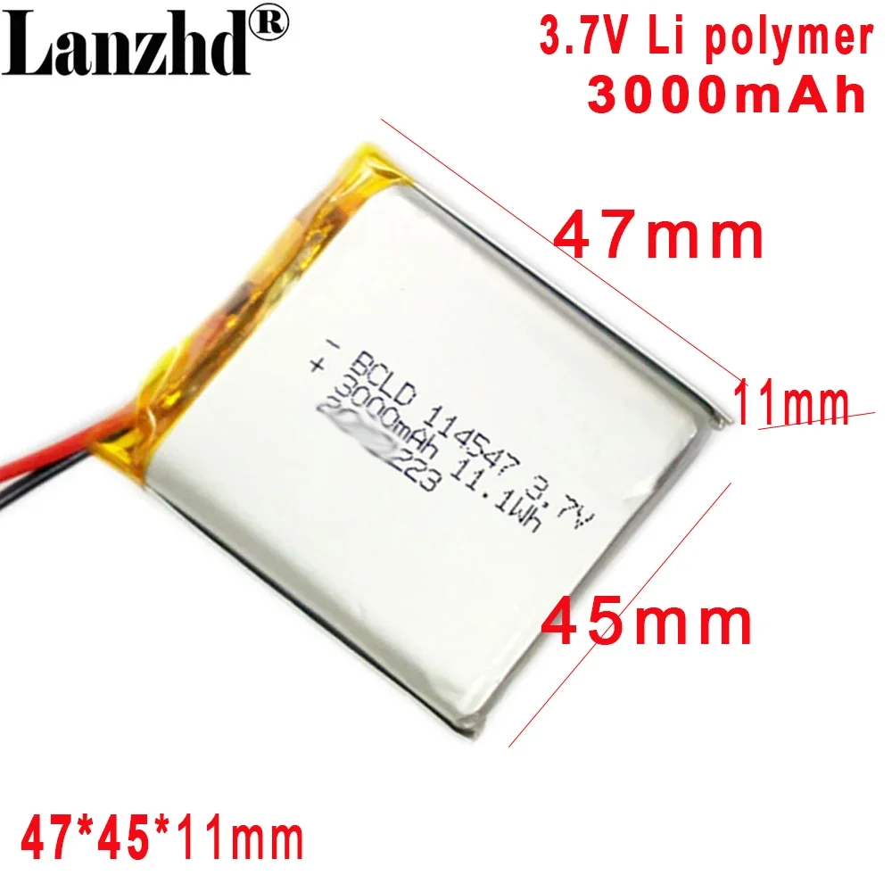 3.7V Lithium battery 114547 For Massage instrument Beauty instrument Lithium battery 3000mah Power mask battery
3.7V Lithium battery 114547 For Massage instrument Beauty instrument Lithium battery 3000mah Power mask battery