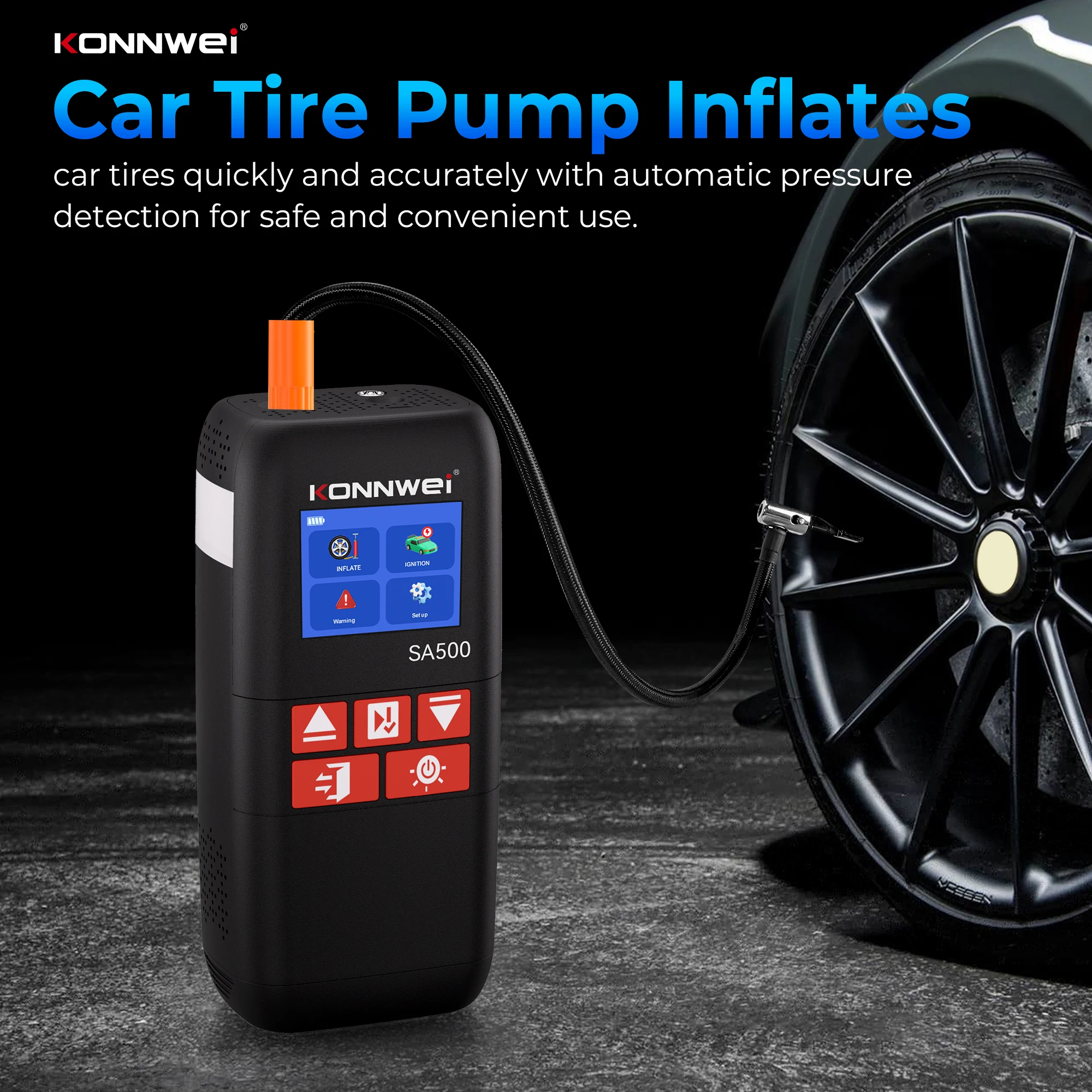 Car Tire Inflator Jump Starter With Air Pump & SOS Light, 12V, For Car, Motorcycle, Bicycle & Basketball
Car Tire Inflator Jump Starter With Air Pump & SOS Light, 12V, For Car, Motorcycle, Bicycle & Basketball
