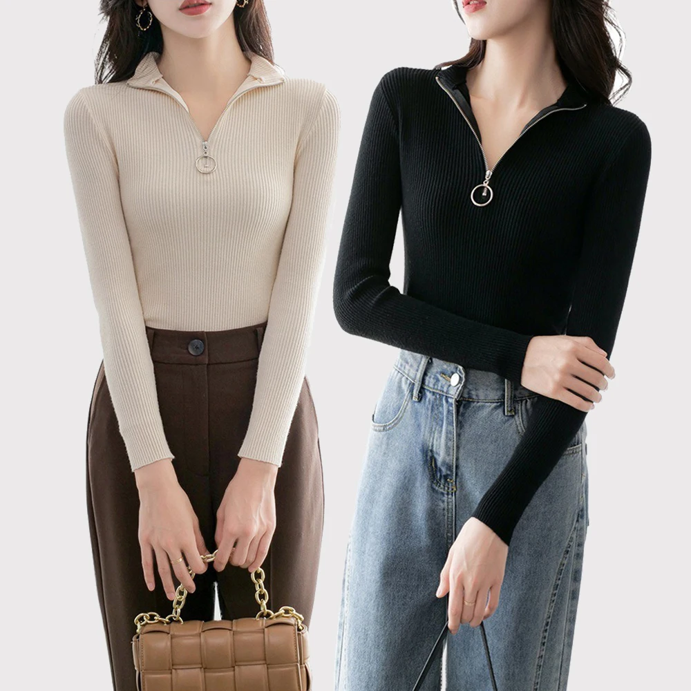 Zipper Turtleneck Sweater Women Black White Solid Slim Autumn Winter Clothes 2023 Sueter Mujer Basic Fashion Pullover Knit Shirt
Zipper Turtleneck Sweater Women Black White Solid Slim Autumn Winter Clothes 2023 Sueter Mujer Basic Fashion Pullover Knit Shirt