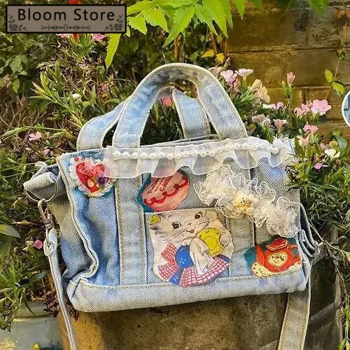Bloom Vintage Lace Y2k Handbag Women 2023 New Fairycore Aesthetic Denim Messenger Bag Female Haruku Casual Crossbody Bags 
Bloom Vintage Lace Y2k Handbag Women 2023 New Fairycore Aesthetic Denim Messenger Bag Female Haruku Casual Crossbody Bags
