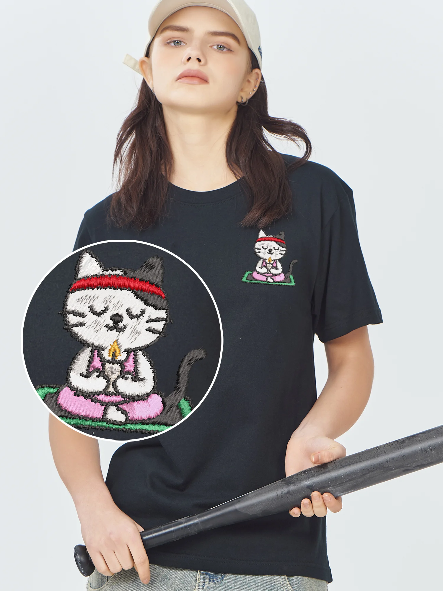 Meditating Cat Embroidered T-Shirt Leisure High Quality Breathable Design Embroidery T Shirts Unisex Clothing
Meditating Cat Embroidered T-Shirt Leisure High Quality Breathable Design Embroidery T Shirts Unisex Clothing