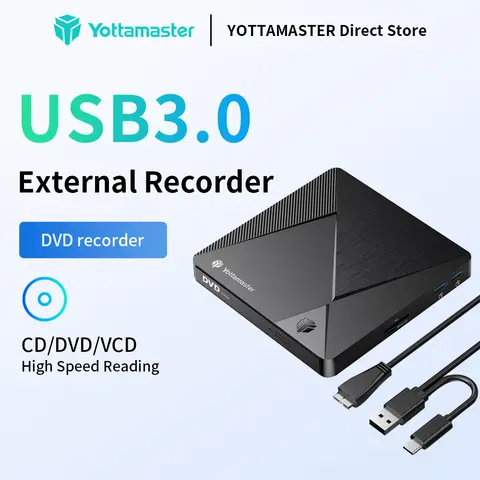 Yottamaster USB3.0 External Blu Ray DVD Slim Optical Drive Blu-Ray Writer Reader CD/DVD External Blu-Ray Burner Drive for Window