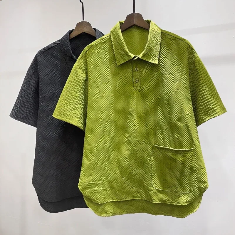 Loose Solid Lattice Short Sleeve T-shirt Men POLO Cool and Breathable Outdoor Tops Summer Green Sweat-absorbing Vintage Tees
Loose Solid Lattice Short Sleeve T-shirt Men POLO Cool and Breathable Outdoor Tops Summer Green Sweat-absorbing Vintage Tees