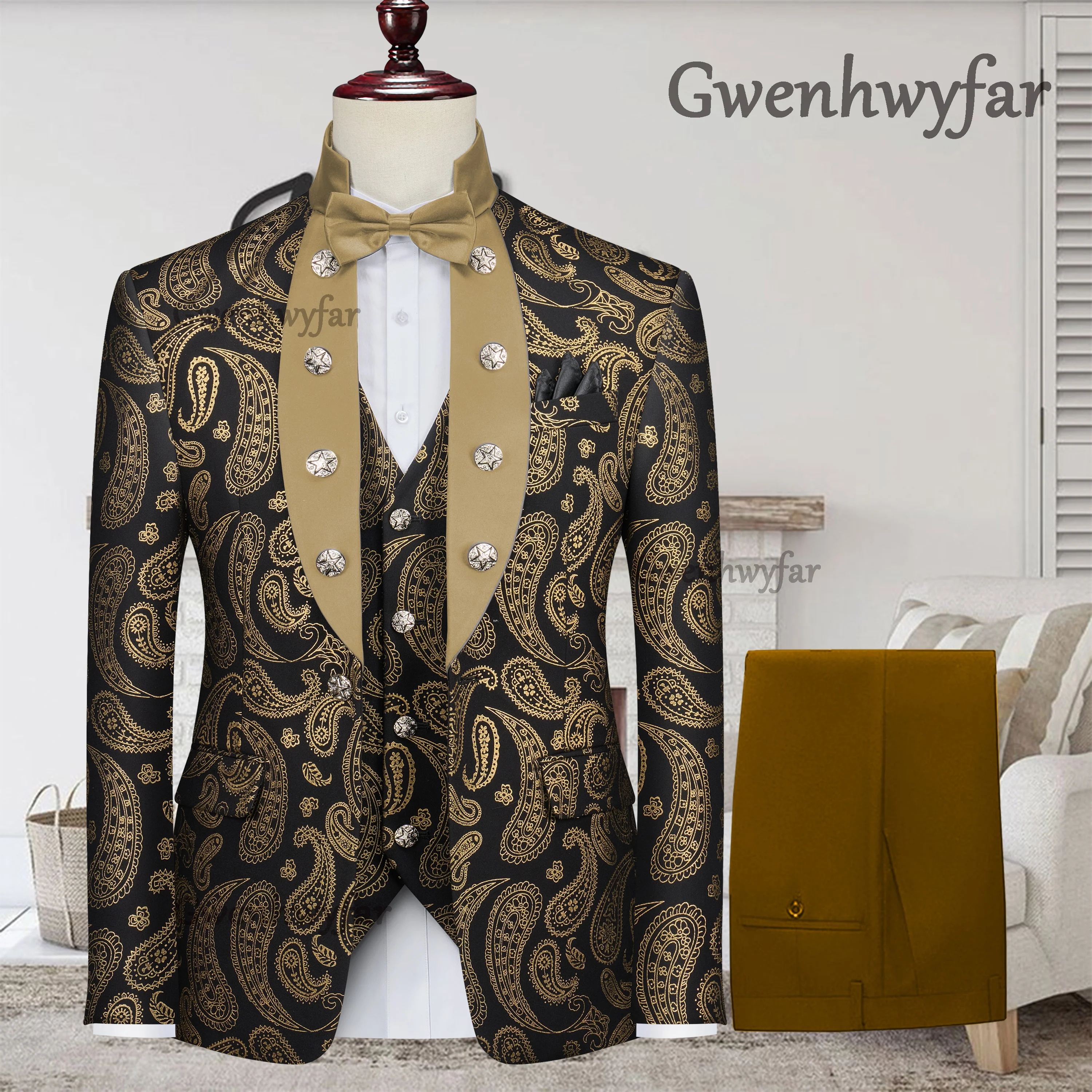 Gwenhwyfar 2026 Men's Customized Luxury Tuxedo Suit Gentleman Fit Blazer Jacket Pants Vest Formal Wear Set
Gwenhwyfar 2026 Men's Customized Luxury Tuxedo Suit Gentleman Fit Blazer Jacket Pants Vest Formal Wear Set