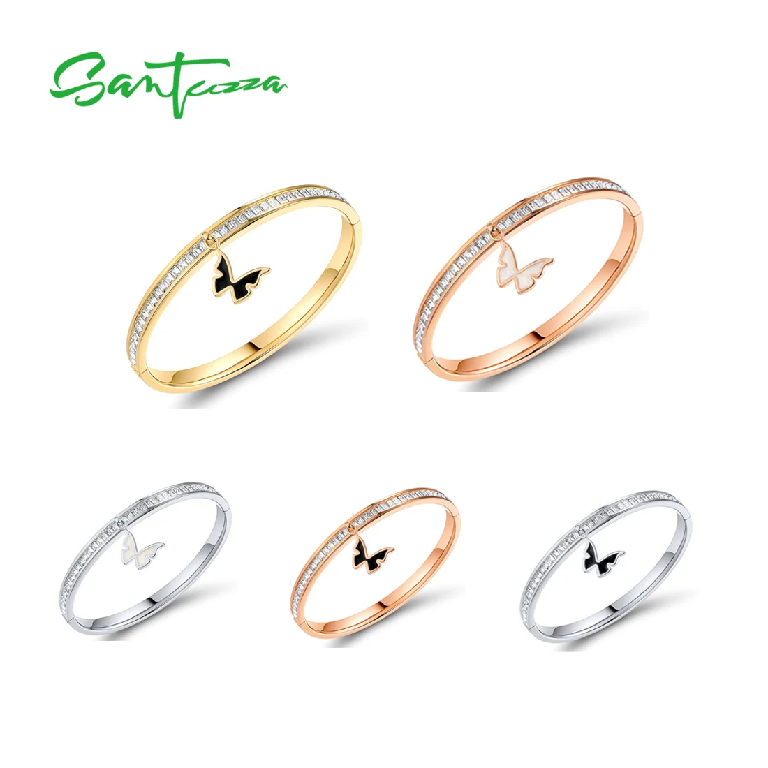 SANTUZZA Brass Bangle For Woman Multi-Color Butterfly Bracelet Sparkling Crystal Elegant Fashion Jewelry HANDMADE Enamel 
SANTUZZA Brass Bangle For Woman Multi-Color Butterfly Bracelet Sparkling Crystal Elegant Fashion Jewelry HANDMADE Enamel