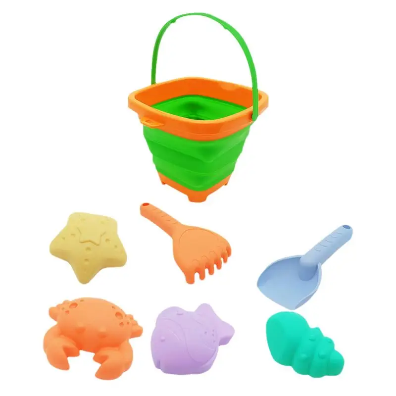Beach Toys For Kids 7PCS Cute Sandbox Toys Portable Rake Shovel Cute Sand Molds Foldable Beach Bucket With Mesh Bag For Summer
Beach Toys For Kids 7PCS Cute Sandbox Toys Portable Rake Shovel Cute Sand Molds Foldable Beach Bucket With Mesh Bag For Summer