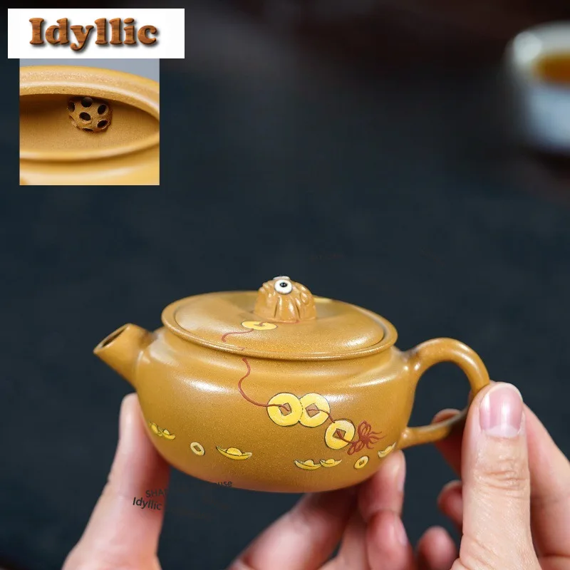 Чайник из традиционной исинской глины (200 мл), ручной работы, в форме юаньбао, из необработанной глины сорта «Желтый сектор», набор для чайной церемонии из глины цзыша
Чайник из традиционной исинской глины (200 мл), ручной работы, в форме юаньбао, из необработанной глины сорта «Желтый сектор», набор для чайной церемонии из глины цзыша