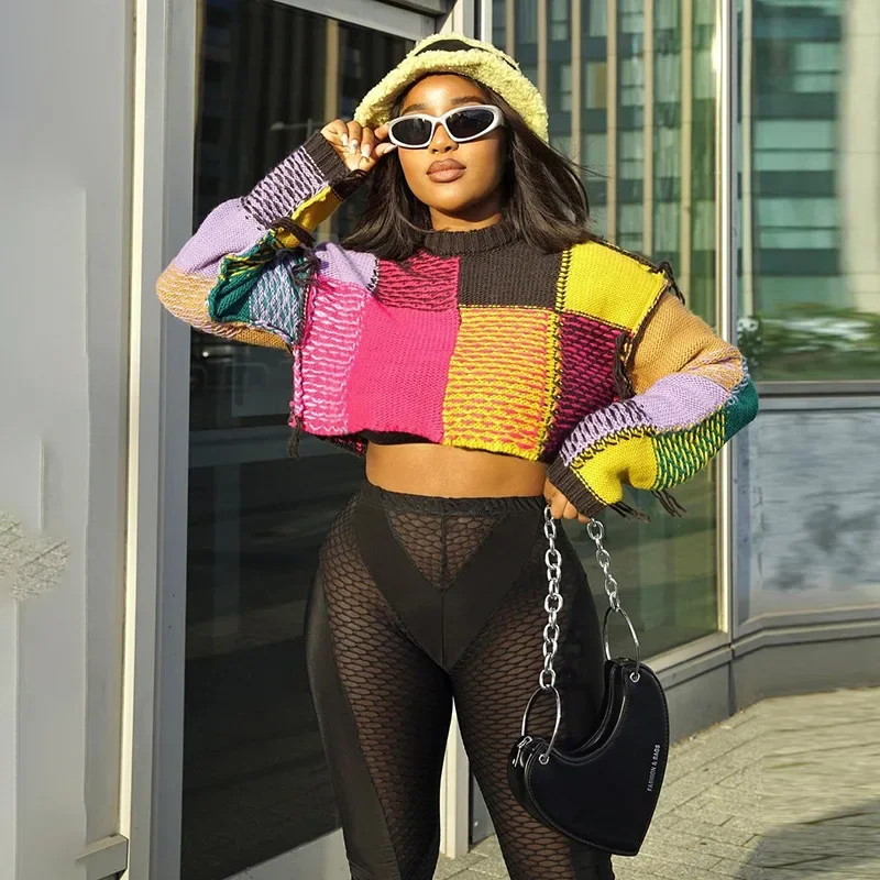 Knit Women Sweater Pullover Autumn Y2K Colorful Spring Fashion Patchwork o-Neck Casual Wild Streetwear Basic Tees
Knit Women Sweater Pullover Autumn Y2K Colorful Spring Fashion Patchwork o-Neck Casual Wild Streetwear Basic Tees