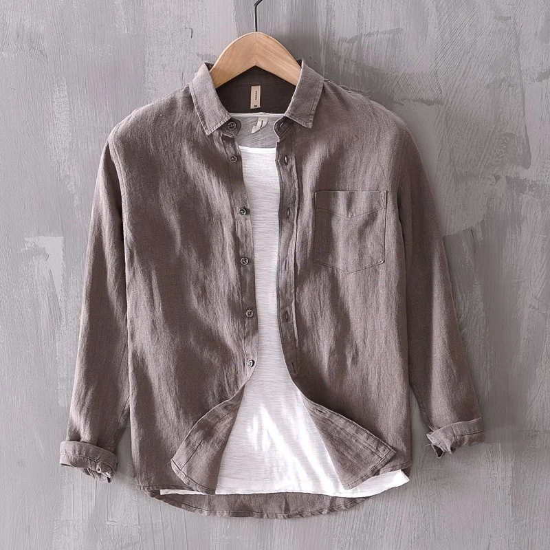 Retro Japanese Sle Pure Linen Men's Casual Long Sve irt ey Lazy Sle Spring Breathable Loose Fit Square Collar
Retro Japanese Sle Pure Linen Men's Casual Long Sve irt ey Lazy Sle Spring Breathable Loose Fit Square Collar