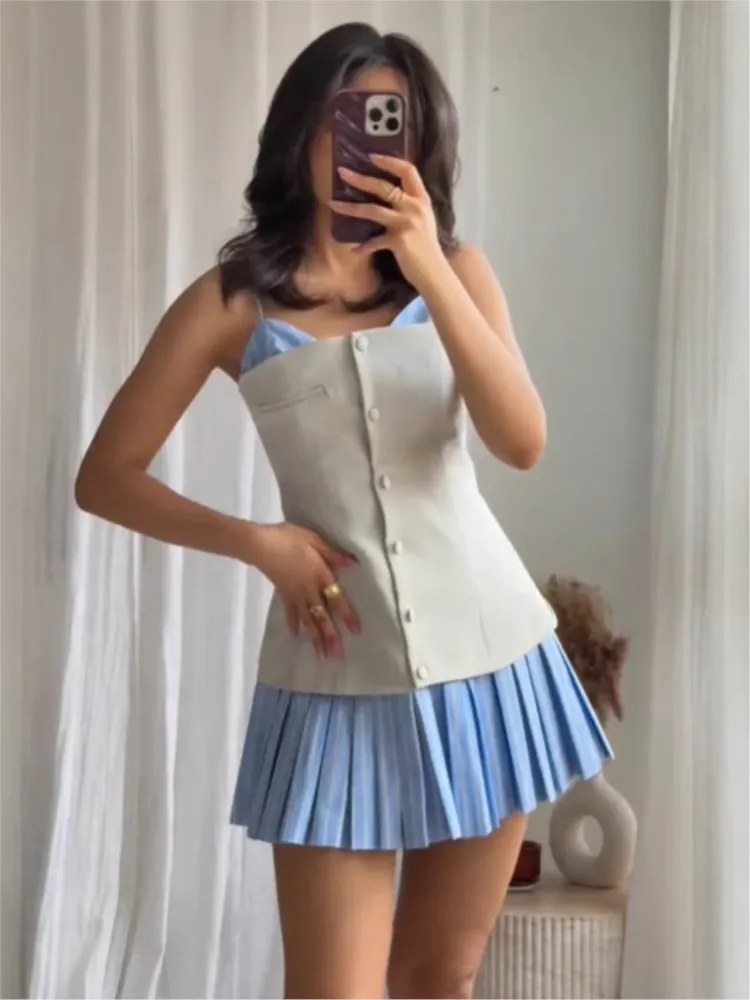 Nimossa Vintage Stripe Patchwork Short Dress Fashion Pleated Slip Dress A-line Chic Single Breasted Summer Dress Vestidos
Nimossa Vintage Stripe Patchwork Short Dress Fashion Pleated Slip Dress A-line Chic Single Breasted Summer Dress Vestidos