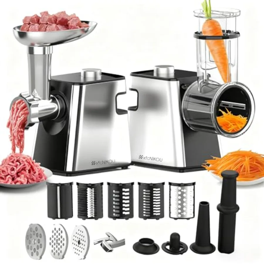Electric Meat Grinder Cheese Grater 2800W Max Stainless Steel Veggie Shredder Vegetable Cutter with 5 Slice Blades 3 Grinding P
Electric Meat Grinder Cheese Grater 2800W Max Stainless Steel Veggie Shredder Vegetable Cutter with 5 Slice Blades 3 Grinding P