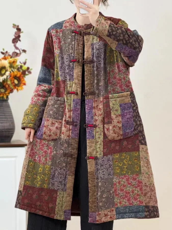 Retro National Sle Button Cotton Jaet Women's Loose Mid-Length New Chinese Sle Cotton Coat Autumn Winter Faion
Retro National Sle Button Cotton Jaet Women's Loose Mid-Length New Chinese Sle Cotton Coat Autumn Winter Faion