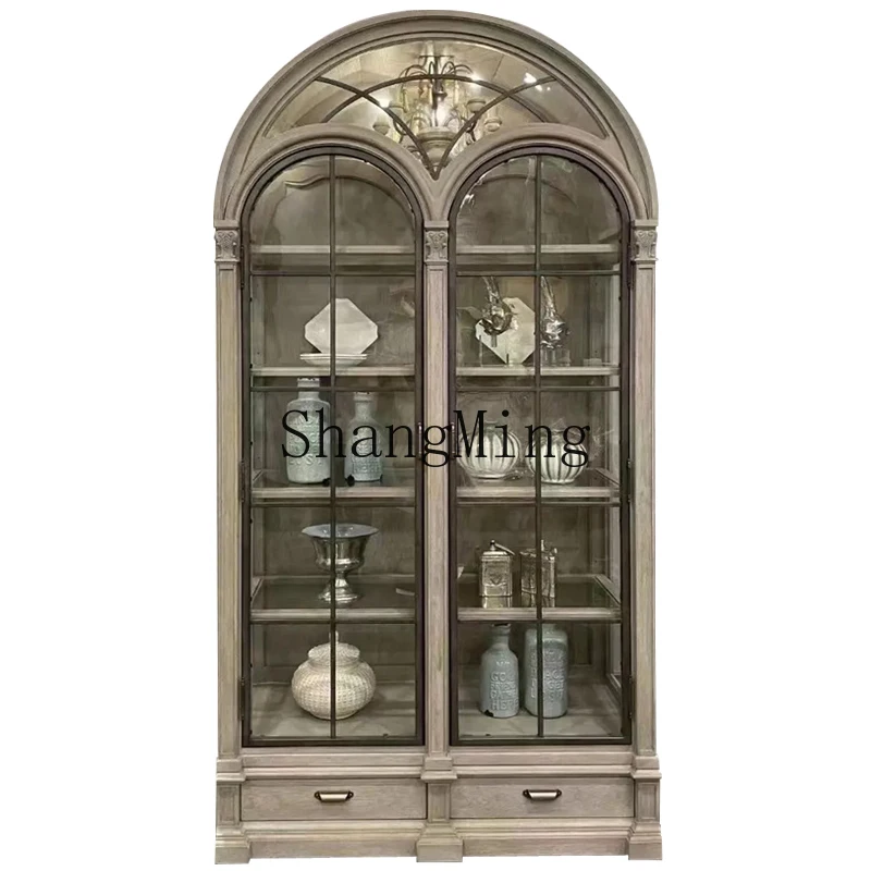 ZJH solid wood bookcase architectural revival glass door wine cabinet display cabinet
ZJH solid wood bookcase architectural revival glass door wine cabinet display cabinet