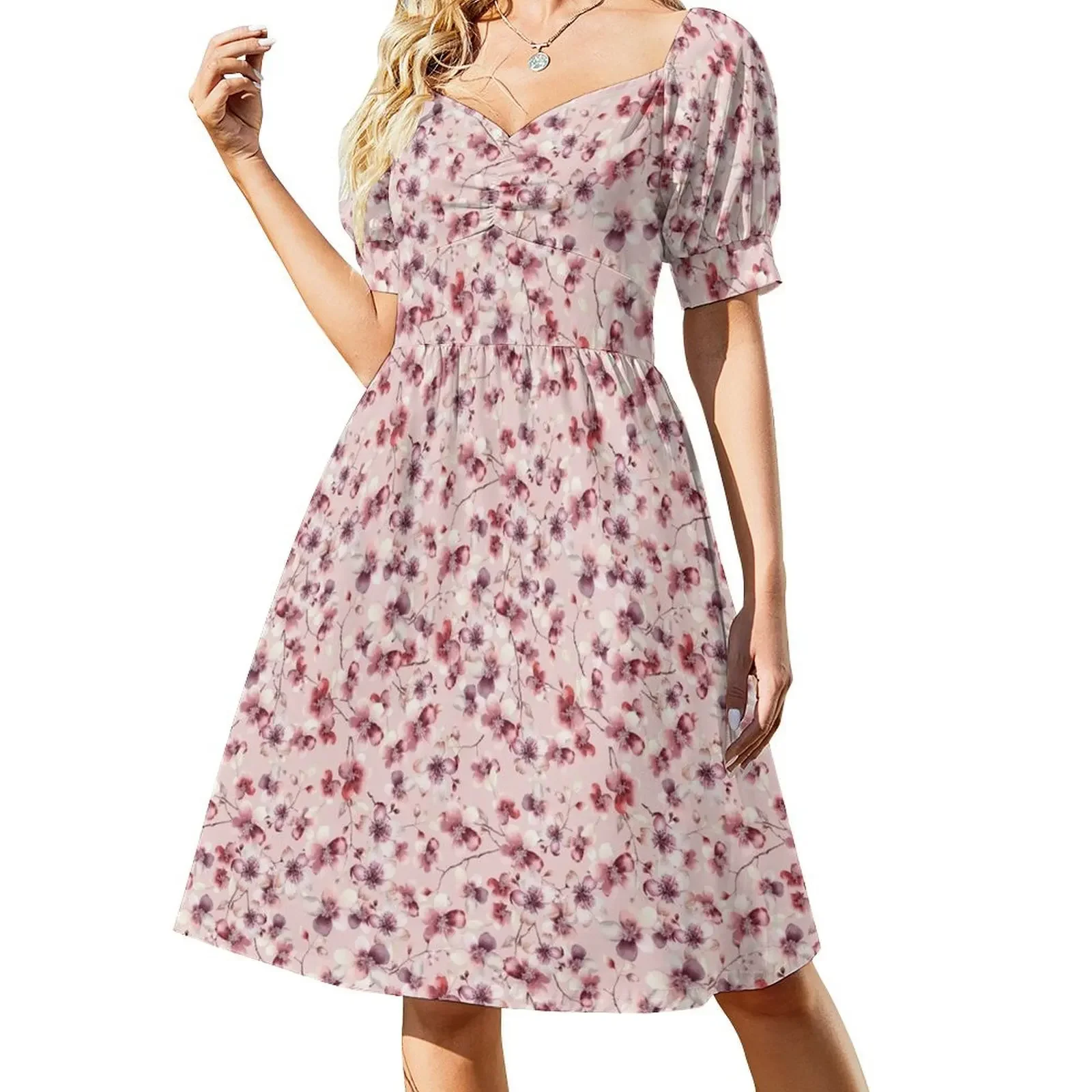 Cherry Blossom Short-Sleeved Dress Women's summer dress summer women's dress 2025
Cherry Blossom Short-Sleeved Dress Women's summer dress summer women's dress 2025
