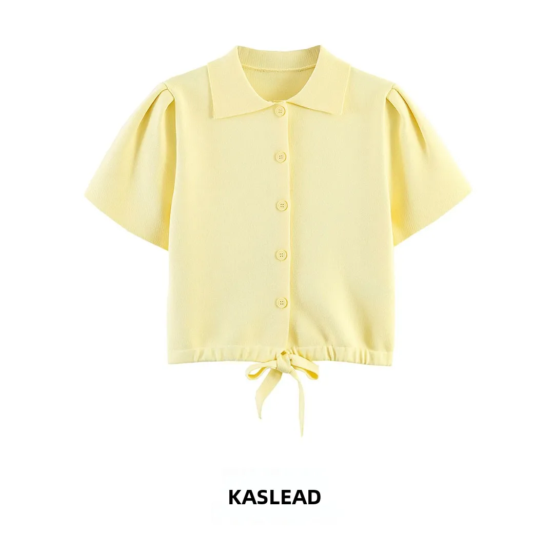 KASLEAD New Fashionable Knitted Jacket with Knot Design Women's Polyester Fiber Short Sleeve Open Cardigan
KASLEAD New Fashionable Knitted Jacket with Knot Design Women's Polyester Fiber Short Sleeve Open Cardigan
