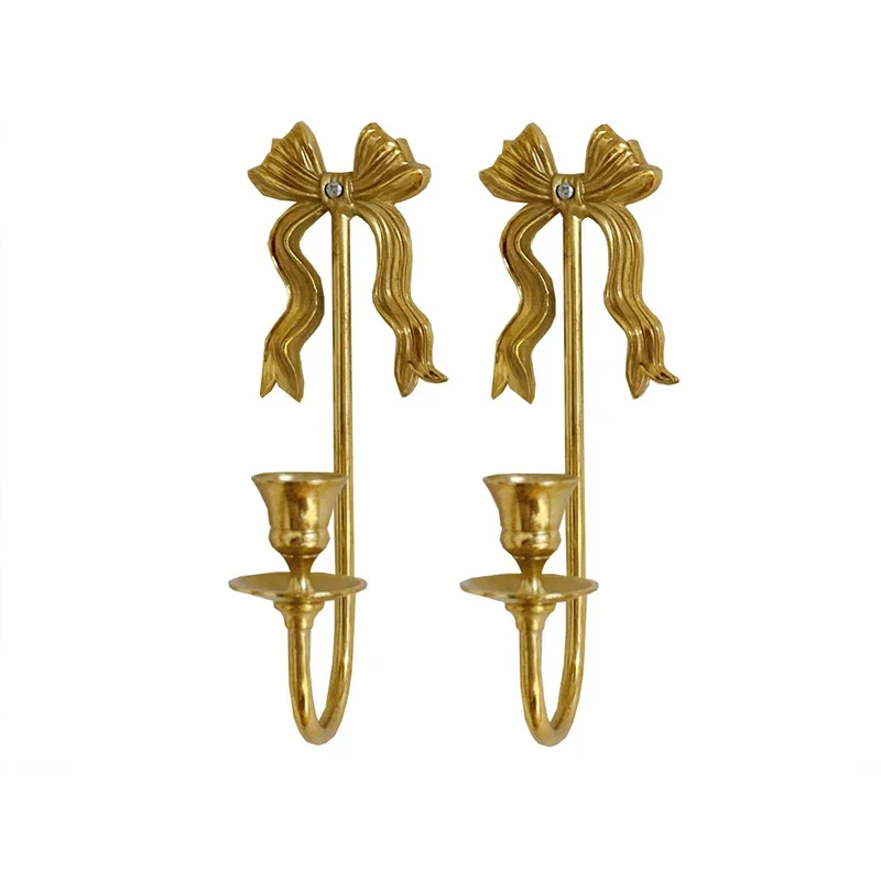 Brass Carved Candlestick Room Decor French Vintage Bow Candle Holder Home Wedding Wall Decoration Exquisite Handmade Crafts
Brass Carved Candlestick Room Decor French Vintage Bow Candle Holder Home Wedding Wall Decoration Exquisite Handmade Crafts