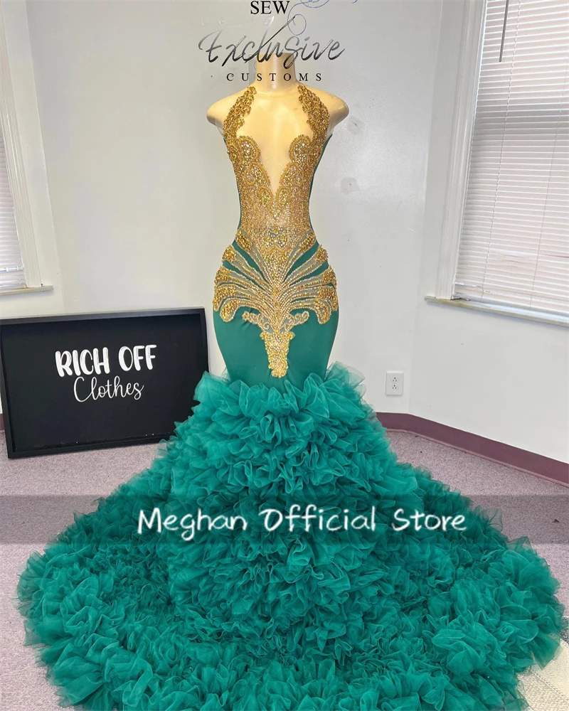 Emerald Green O N Long Prom Dresses For Black Girls Beaded Crystal Evening Dress Ruffles 2025 Birthday Luxury Dresses Customized
Emerald Green O N Long Prom Dresses For Black Girls Beaded Crystal Evening Dress Ruffles 2025 Birthday Luxury Dresses Customized