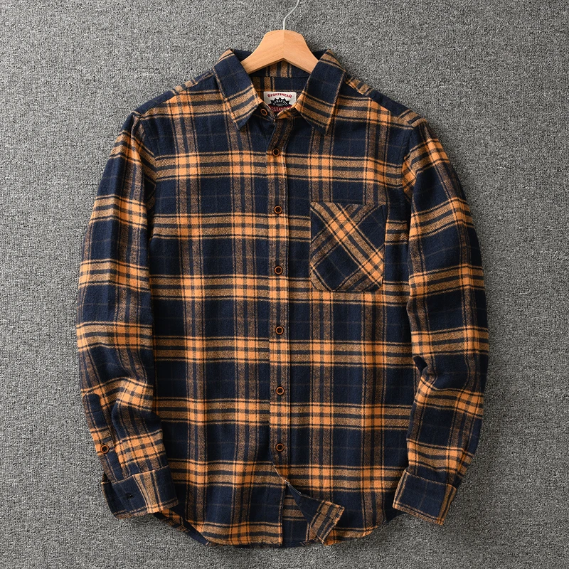 Autumn New American Retro Long-Sleeve Lapel Brushed Fabric Plaid Shirt Men's Fashion 100% Cotton Washed Loose Casual Blouses
Autumn New American Retro Long-Sleeve Lapel Brushed Fabric Plaid Shirt Men's Fashion 100% Cotton Washed Loose Casual Blouses